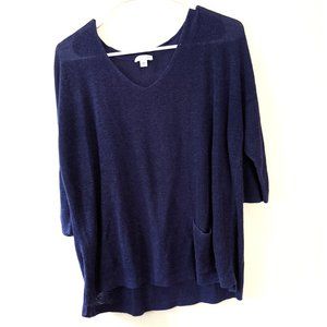 J. Jill  Navy Linen Blend Knit Sweater Top